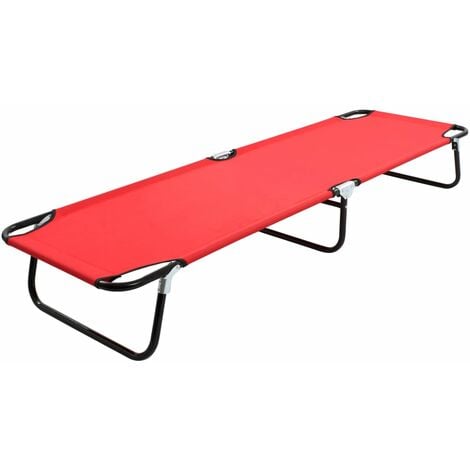 Folding Sun Lounger Red Steel vidaXL