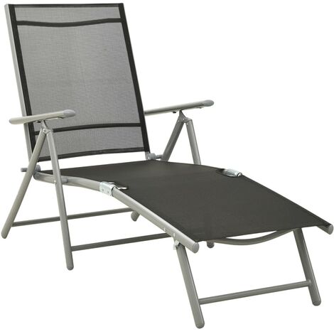 main image of "Folding Sun Lounger Textilene and Aluminium Black and Silver24111-Serial number"