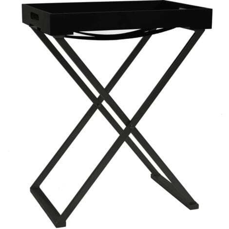 Folding Table MDF Home Side Sofa Tea Accent Table Black/Gold and Black