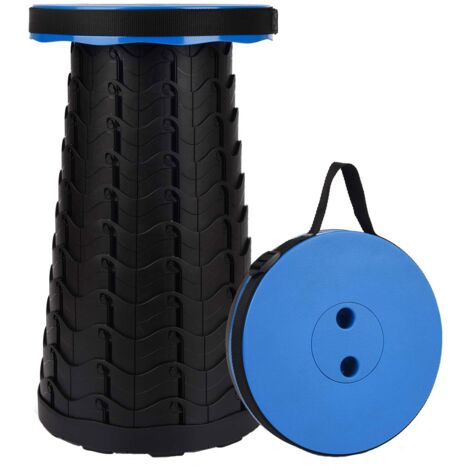 Folding Telescopic Chair for Camping and Fishing, ABS Plastic+Polypropylene, Blue and Black