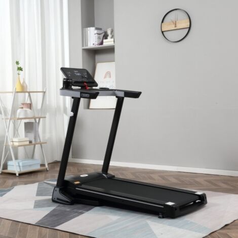 Folding Treadmill for Home Motorised Running Machine with Larger LCD Display Black