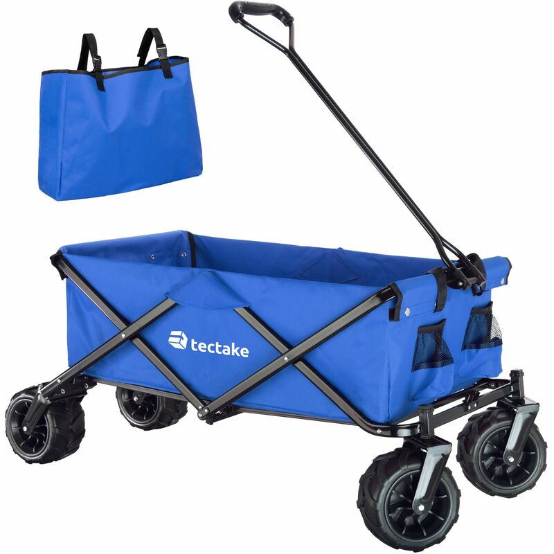Garden trolley fodable with carry bag - garden cart, beach trolley, trolley cart - blue