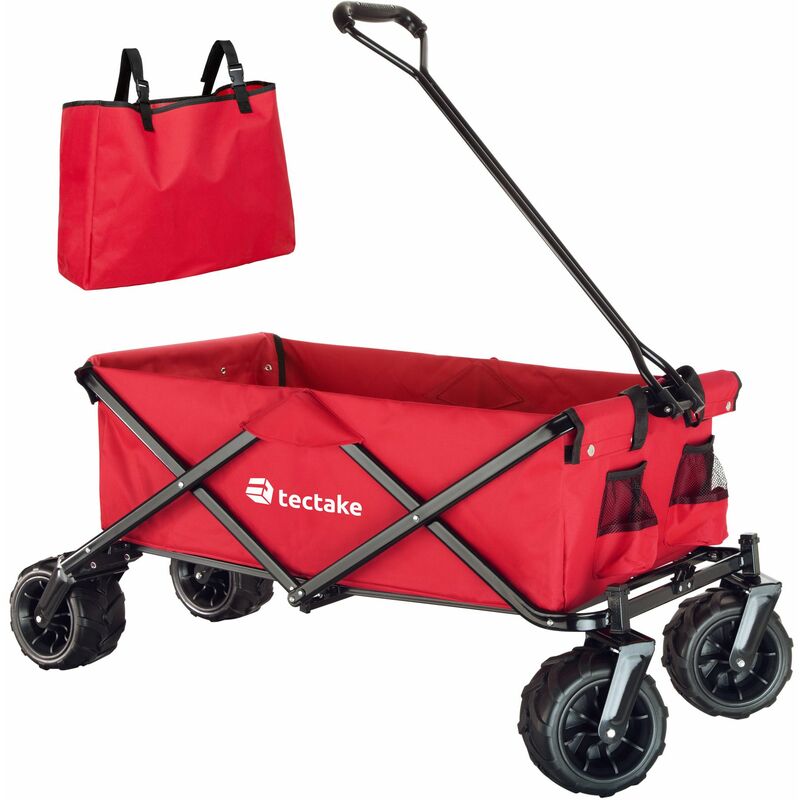 Garden trolley fodable with carry bag - garden cart, beach trolley, trolley cart - red