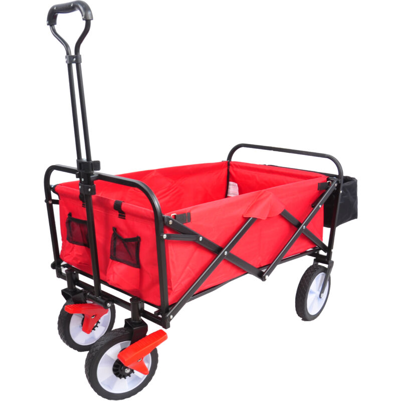 Redom - Chariot de plage pliable pour jardin et shopping (rouge)
