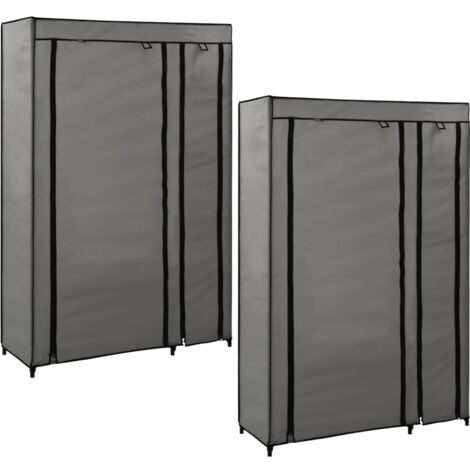 Folding Wardrobes 2 pcs Grey 110x45x175 cm Fabric