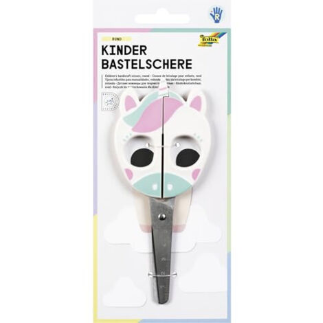 FOLIA 771 - CISEAUX DE BRICOLAGE POUR ENFANTS UNICORN, ENV. 16 CM, CISEAUX POUR ENFANTS AVEC MOTIF LICORNE ET GAUFRAGE DE LA RÈG