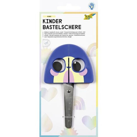 FOLIA 772 - CISEAUX DE BRICOLAGE POUR ENFANTS RAINBOW, ENV. 16 CM, CISEAUX POUR ENFANTS AVEC MOTIF ARC-EN-CIEL ET GAUFRAGE DE LA