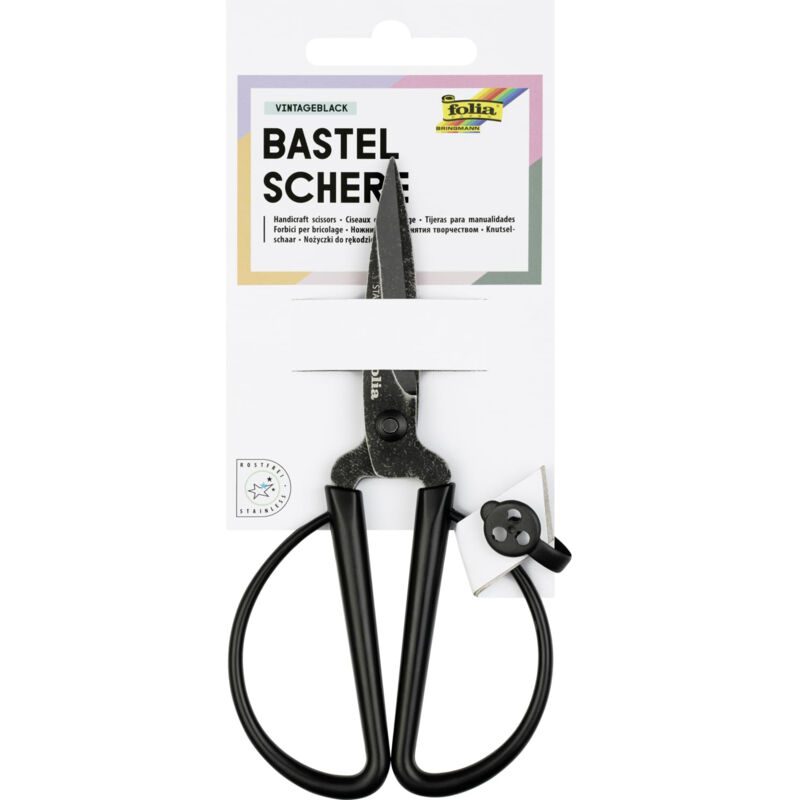 7761 - ciseaux de bricolage, vintageblack, env. 14,5 cm de long, pour couper en filigrane du papier, du carton, du tissu, - Folia