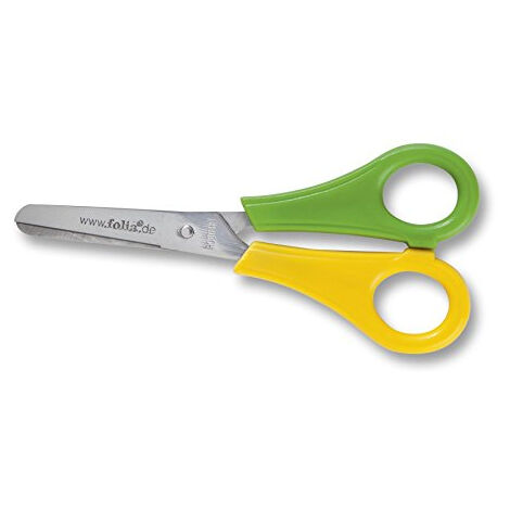 FOLIA 7798 ENFANTS CISEAUX DE BRICOLAGE 'ROND', 13,5 CM, AVEC GRADUATION EN CM MULTICOLORE POUR GAUCHER (1 PIÈCE)