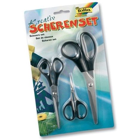 FOLIA JOLI SET DE 3 CISEAUX NOIR, GRAND, MOYEN, EN FILIGRANE FOLIA BRINGMANN 778