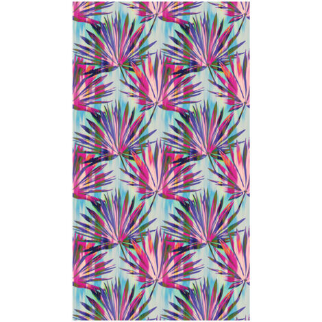 Foliage, rideau imprimé grandes feuilles multicolores dominante fushia 140x245 cm, 1 pièce