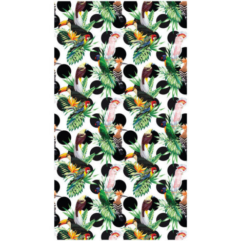 Foliage, rideau imprimé oiseaux perruches et perroquets multicolores 140x245 cm, 1 pièce