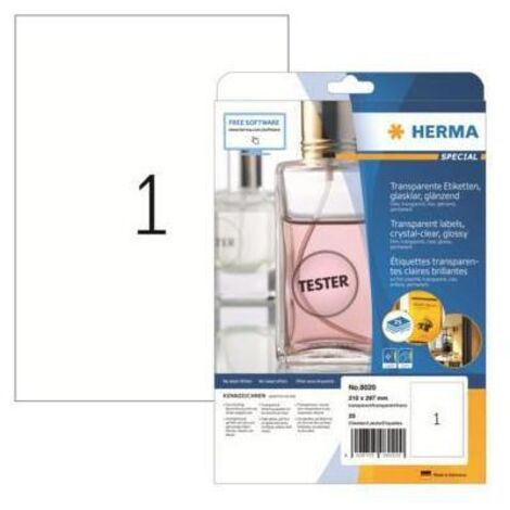 Folienetikett SPECIAL 210 x 297 mm (B x H) transparent 25 Etik./Pack.