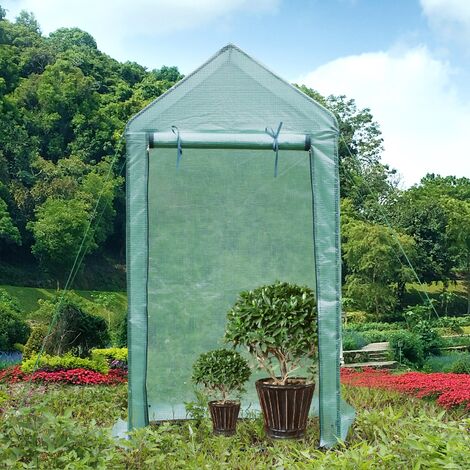 Foliengewächshaus Gewächshaus für Tomaten, mit Gitternetzfolie für Garten zur Aufzucht, spitzdach, Grün, 100×50×190cm (LxBxH)