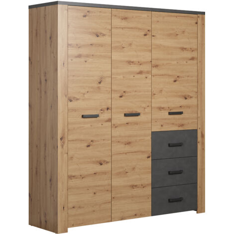 FollowSZ Kleiderschrank Eiche dekor, grau.