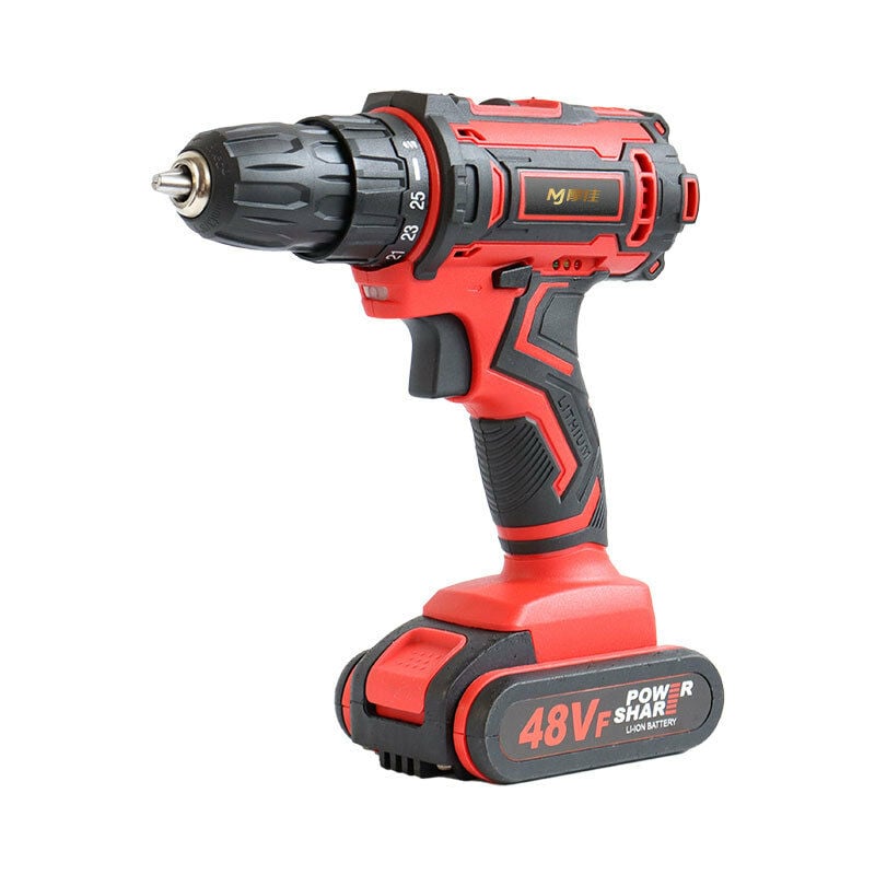 Fonction de perceuse à percussion de tournevis électrique rechargeable sans fil 48V 28Nm rouge