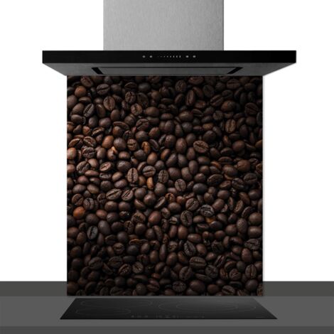 Fond de hotte décorative, café grains marron 60x70 Fond de hotte