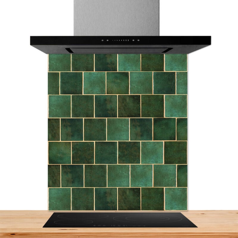 Hxadeco - Fond de hotte decorative, ceramique verte vert 60x70