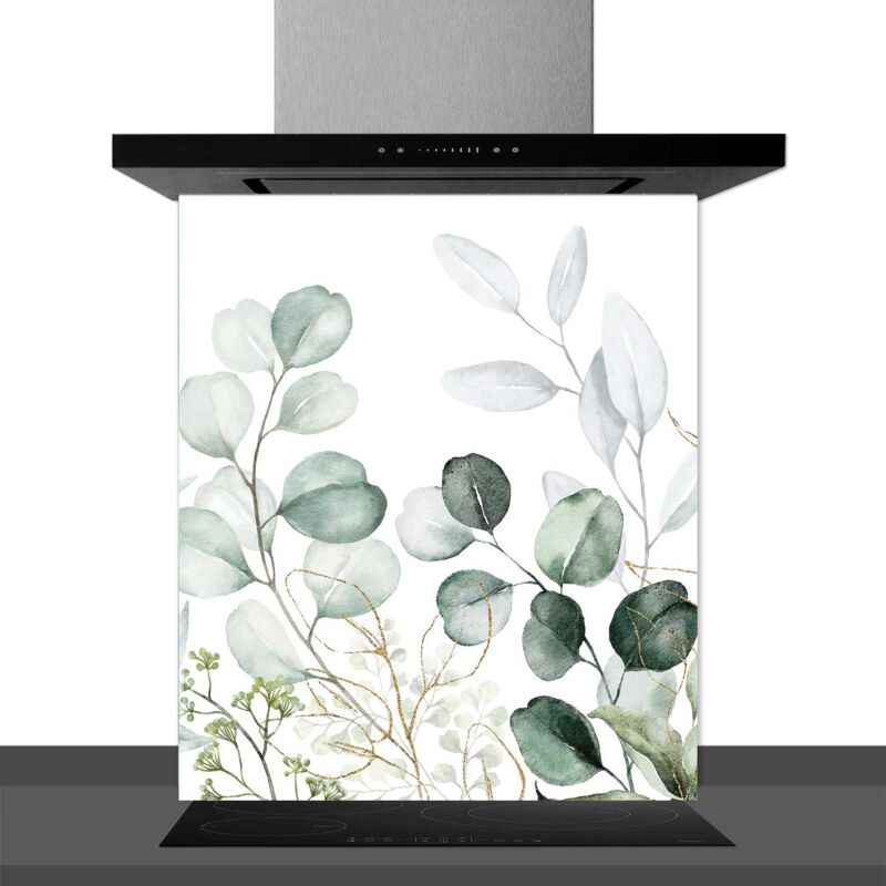 Hxadeco - Fond de hotte decorative, eucalytus vert 60x70