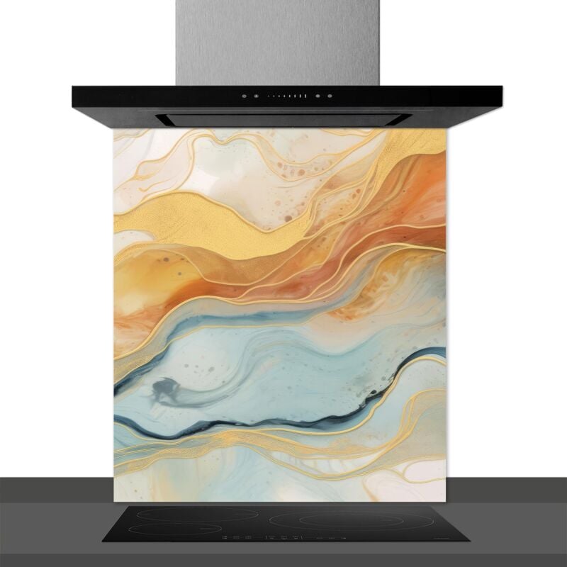 Hxadeco - Fond de hotte decorative, fluide doré multicolore 60x70