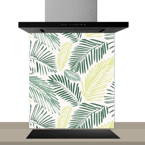 Fond de hotte décorative, foliole vert 60x70 Fond de hotte