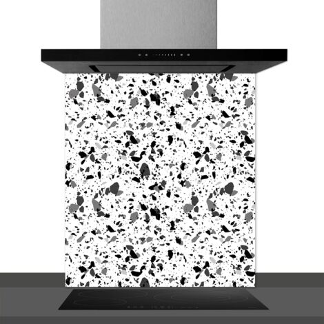 Fond de hotte décorative, gems noir et blanc 60x70 Fond de hotte