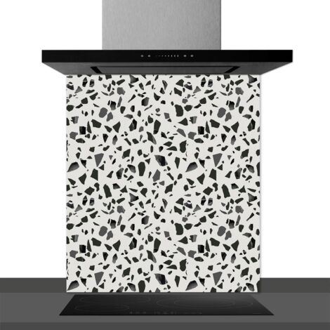 Fond de hotte décorative, granite noir et blanc 60x70 Fond de hotte