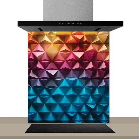 Fond de hotte décorative, illusion multicolore 60x70 Fond de hotte