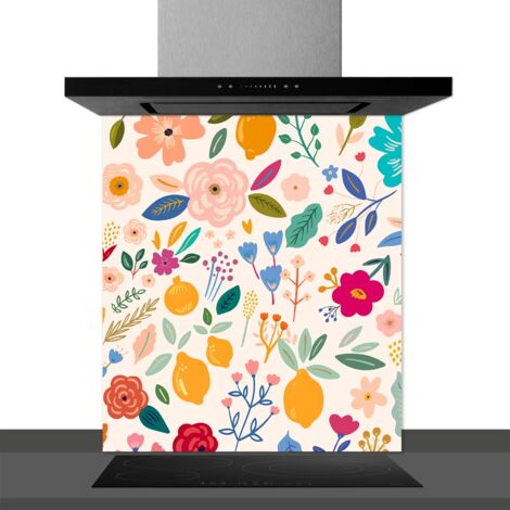 Fond de hotte décorative, menton multicolore 60x70 Fond de hotte