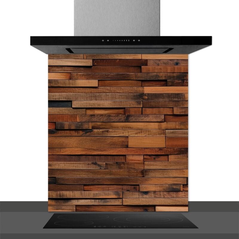 Hxadeco - Fond de hotte decorative, parements marron 60x70