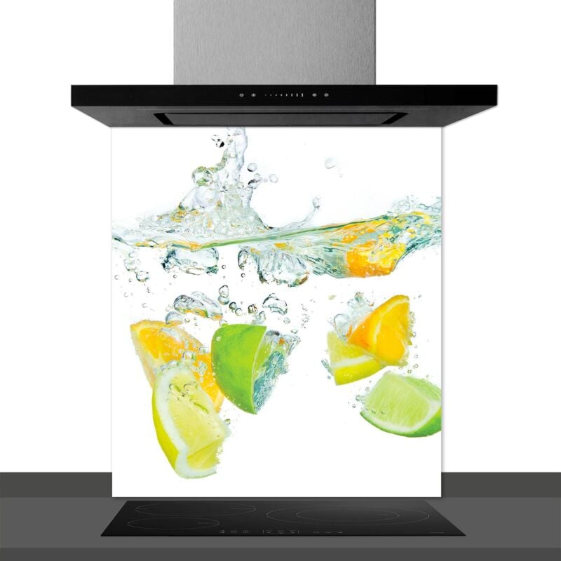 Hxadeco - Fond de hotte decorative, quartiers de citrons multicolore 60x70