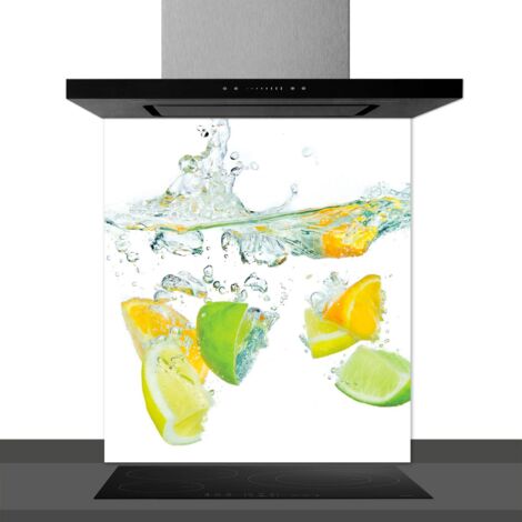 Fond de hotte décorative, quartiers de citrons multicolore 60x70 Fond de hotte
