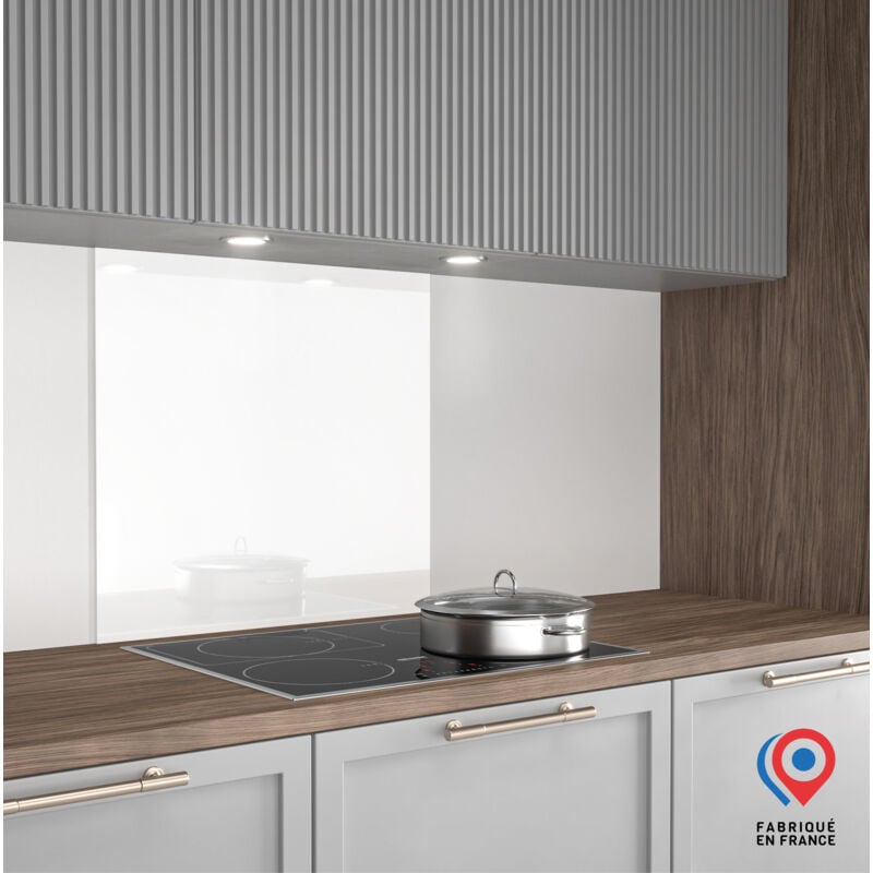 Fond de hotte extra-blanc sur verre diamant - 45x90 cm - 6 mm - 6 Kg - Fabrication Française Aurys normandie