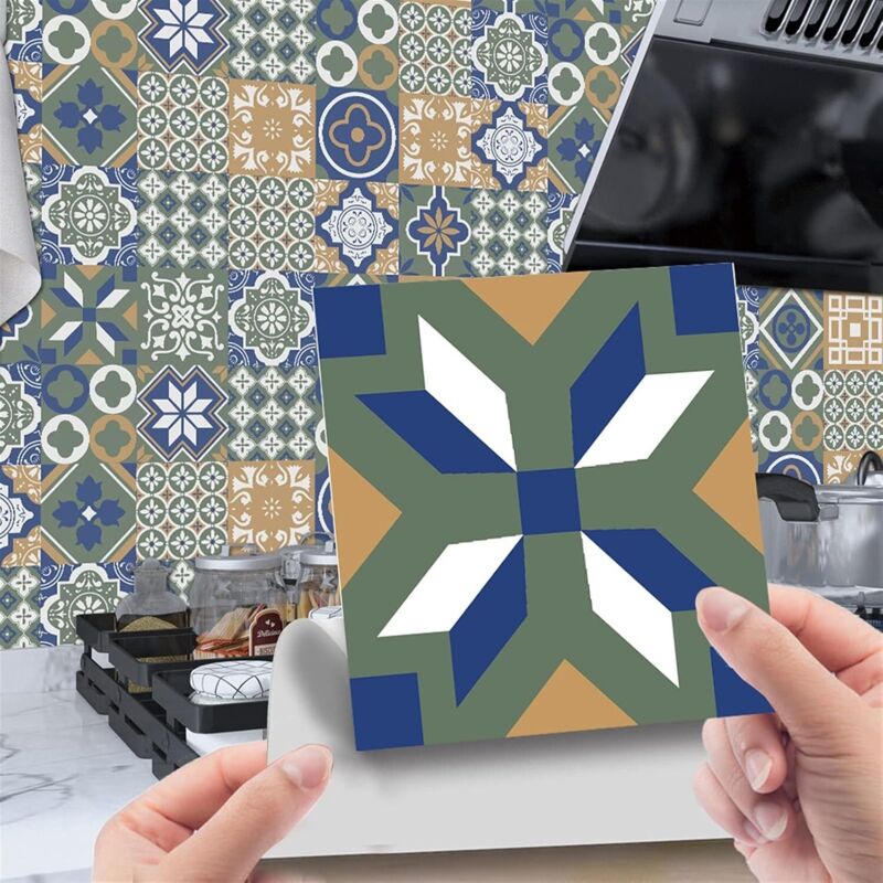 Fond d'écran 24pcs Brique Imitation rétro Carreaux de Couleur pour la décoration de la Maison Auto-adhésif étanche Bar DIY Bar Restaurant Stickers