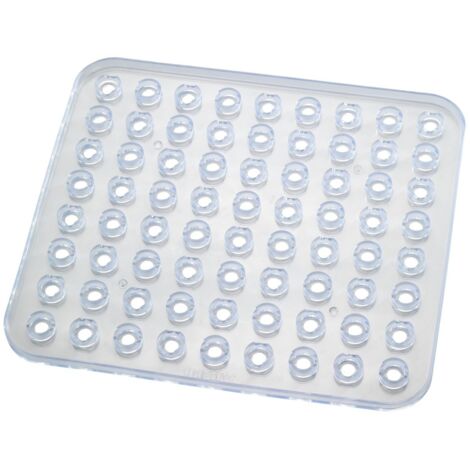 Wenko – Tapis d'évier transparent 31x27,5cm – Plastique épais pour protection vaisselle – Ventouses pour adhérence optimale – Drainage rapide
