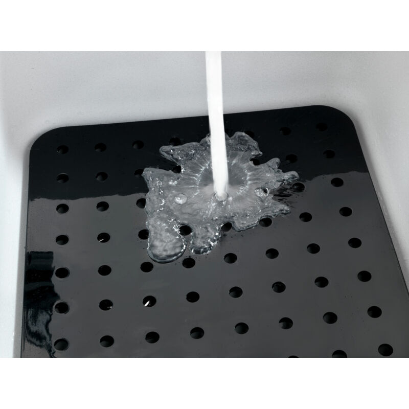 Wenko - Fond d'évier Kristall, Tapis d'évier de protection contre les rayures, protection vaisselle, Plastique, 31x27,5 cm, noir