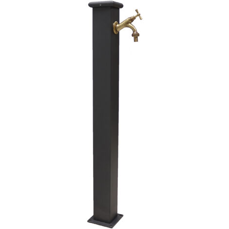 Fonderia Bongiovanni – Fontaine colonne Olimpia 90 cm en acier et fonte – Robinet en laiton bruni – Bride perforée pour installation facile – Design épuré