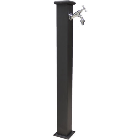 Fonderia Bongiovanni – Fontaine colonne Olimpia 90 cm en aluminium et laiton chromé – Robinet de jardin extérieur – Bride de fixation 12x12 cm – Poids 6 kg
