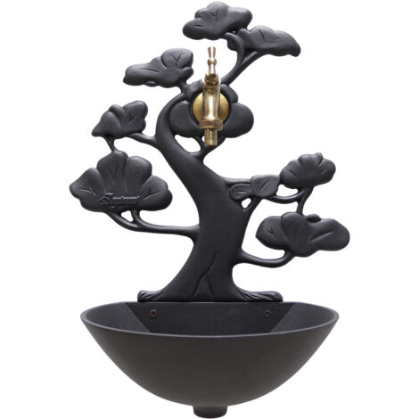 Fonderia Bongiovanni – Fontaine murale en fonte d'aluminium gris anthracite – Robinet en laiton bruni – Dimensions 40x41cm – Pour arrosage plantes et animaux
