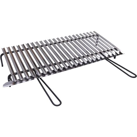 Fonderia Bongiovanni – Grille de barbecue en acier inoxydable AISI 430 – Récupération des graisses – Dimensions 80x50 cm – Compatible avec barbecues et cheminées