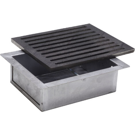 Fonderia Bongiovanni – Grille en fonte 24 x 19 cm – Tiroir ramasse-cendres H 7 cm – Optimise le tirage cheminée – Matériau durable et résistant