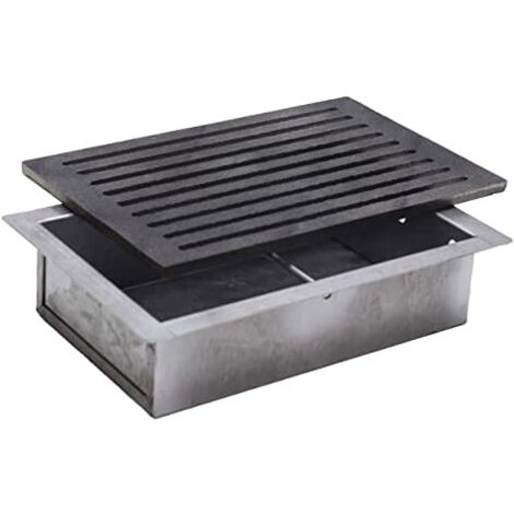 Grille en fonte 35,5 x 10,5 x 1,3 cm pour cheminée, poêle, barbecue, fond pour cendres