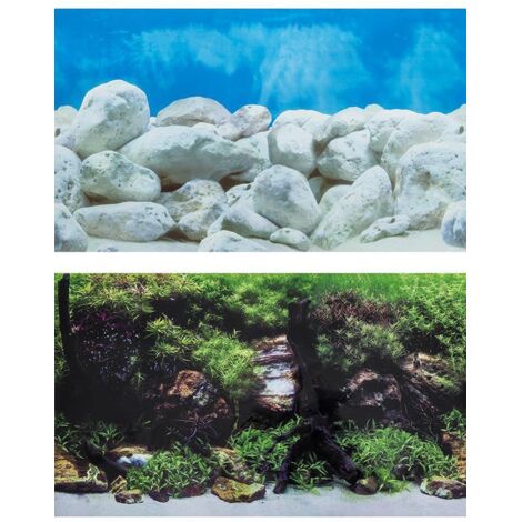 FONDO DE ACUARIO DE DOBLE CARA, LÁMINA DE ALUMINIO, DECORACIÓN PARA FONDO DE ACUARIO, 50 CM X 10 CM