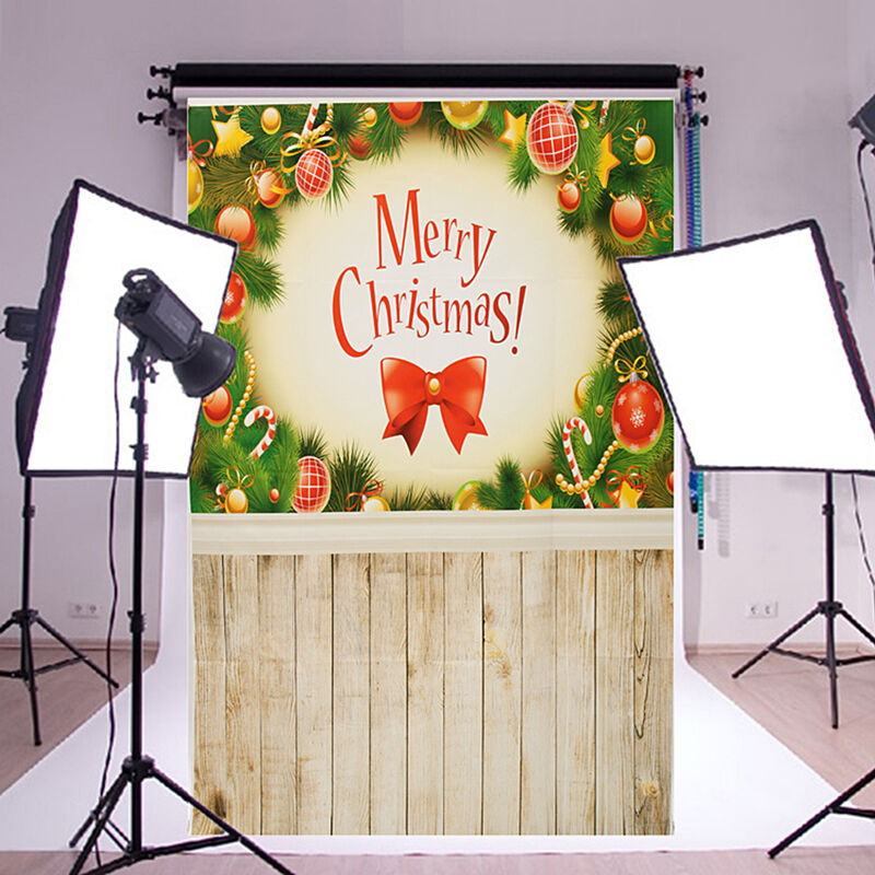 

Fondo de fotografía de vinilo de 3X5FT accesorios de estudio fotográfico Feliz Navidad pared piso de madera nios telón de fondo fotográfico