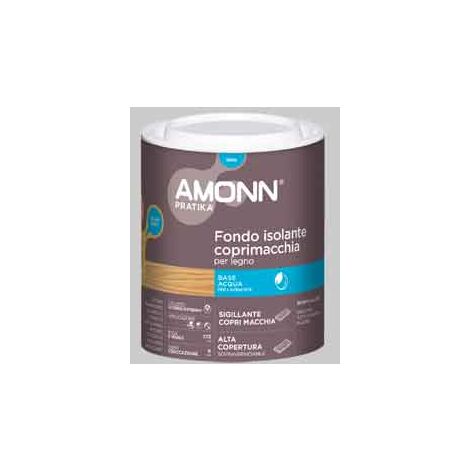 FONDO ISOLANTE COPRIMACCHIA ALL'AQUA PER LEGNO E MURO AMONN 1 lt - Bianco - AMONN