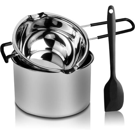 Fondoir en acier inoxydable pour faire fondre le chocolat, le savon, la cire et fabriquer des bougies (600 ml et 1600 ml)