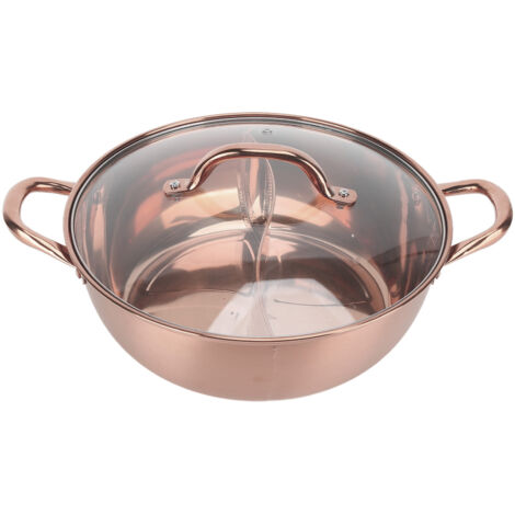 Fonduetopf aus Edelstahl 304, 30,3 cm, separates, rostfreies Design, roségoldene Farbe