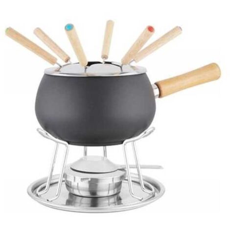 Fonduta esmaltada negra opaca set de 12 piezas Eva