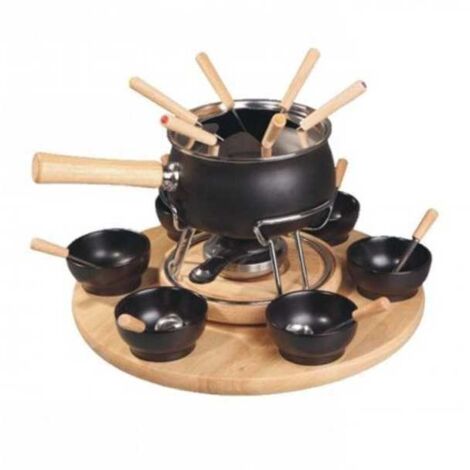 Fonduta esmaltada negra opaca set de 25 piezas Eva