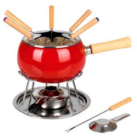Fonduta esmaltada roja set de 12 piezas Eva